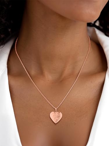 U7 Women Locket Necklace, Heart Photo Lockets Hold Picture, Gift Box Packed - color: 03# Rose Gold*2 Heart