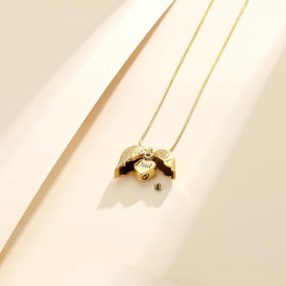 Cremation Jewelry Heart Urn Necklace for Human Ashes for Women Men A Piece of My Heart Lives in Heaven Memorial Ashes Keepsake Pendant - color: Gold-Dad