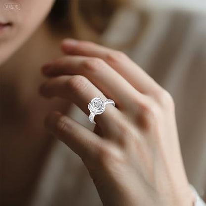Urn Ring for Ashes Sterling Silver Urn Ring Keepsake Memorial Jewelry Gifts for Women - color: rose