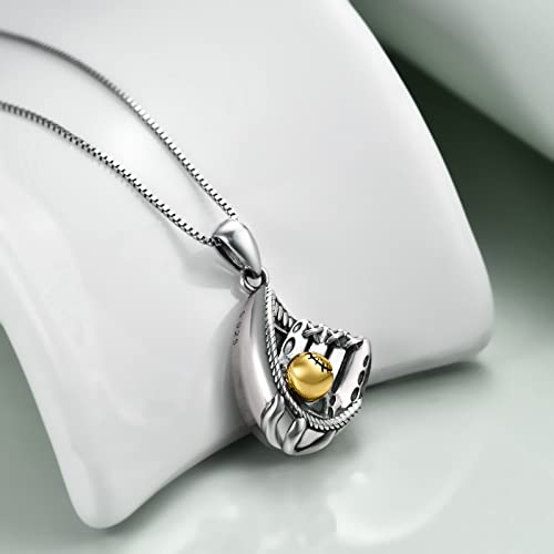 WINNICACA Silver Cremation Urn Necklaces for Ashes of Loved Ones - style: Baseball Glove Urn