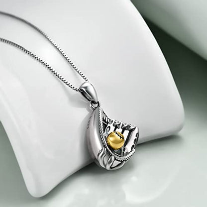 WINNICACA Silver Cremation Urn Necklaces for Ashes of Loved Ones - style: Baseball Glove Urn