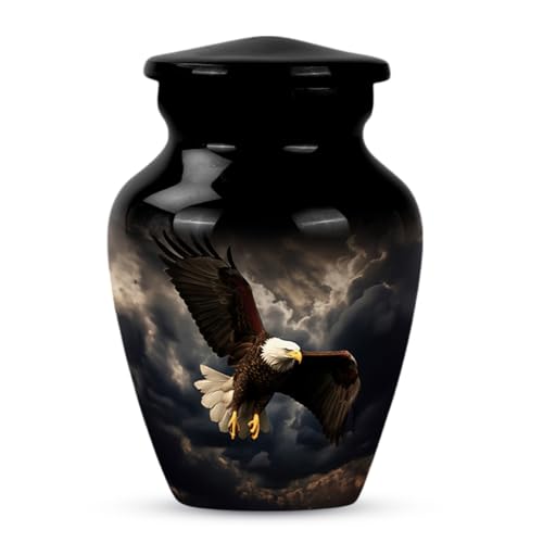 Black Eagle Fly Urns for Ashes Adult Male -Small Urn for Ashes Adult man | Funeral Mini Cremation Urns for Mom and Dad, black eagle urn 3Inch and 2 table spoon capacity - color: Black Eagle Fly