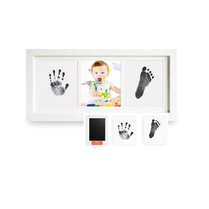 Inkless Baby Hand and Footprint Kit – Newborn Keepsake Frame with Non-Toxic Ink Pad, Baby Handprint & Footprint Kit for Boys & Girls, Baby Shower - color: White