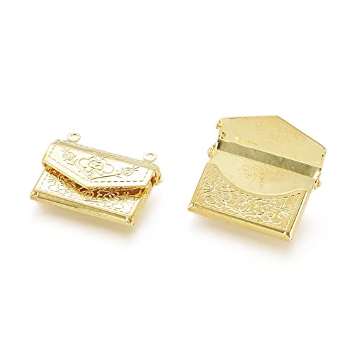 Beadthoven 20pcs Fashion Handbag Shaped Locket Pendants Gold Plated Brass Photo Frame Charms Photo Holder Memory Locket Pendants for DIY Necklace Jewelry Making - color: Gold-Bag Shape