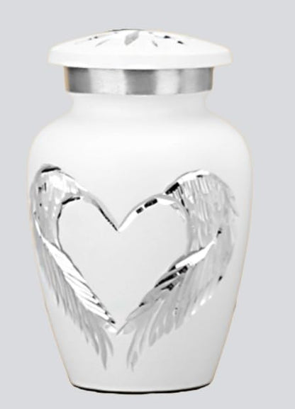 Keepsake COMPANY's White Small Urns for Human Ashes - Angel Wings Mini Urns - Cremation Keepsakes urns for Ashes – Urn -ERN - Tiny Urns for Men - (Single Miniature Urn) - color: White Matte