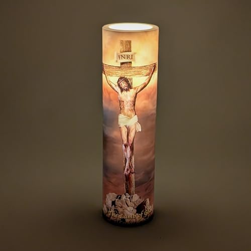 Crucifixion - Lamb of God, LED Flameless Devotional Prayer Candle