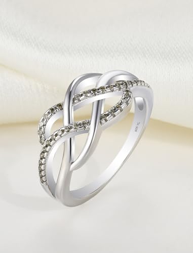 YL Celtic Knot Rings 925 Sterling Silver Twisted Knot Ring Birthstone Infinity Statement Jewelry for Women-size5 - color: 08-peridot-Aug