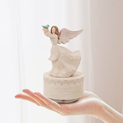 Music Box, Guardian Angel Musical Box Figurine Holding Dove, Sculpted Hand-Painted Music Boxes Figures Wind Up Angel Musical Boxes for Women Girls in Christmas Birthday Anniversary - color: Angel Figurines Pigeon-1