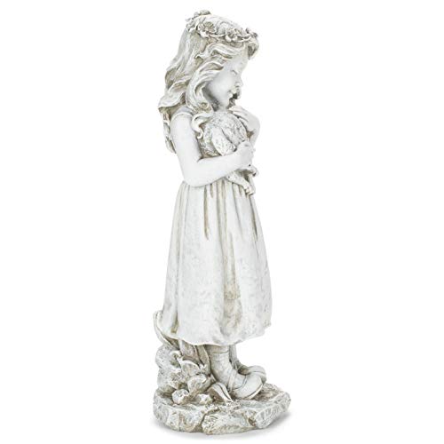 Joseph's Studio by Roman Inc. Girl with Lamb Garden Statue, Resin and Stone, Religious Sculpture, Garden Collection, Holy Family, Memorial, Angel, Patron Saint, Garden Decor (5x5x16)
