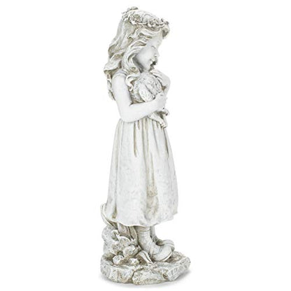 Joseph's Studio by Roman Inc. Girl with Lamb Garden Statue, Resin and Stone, Religious Sculpture, Garden Collection, Holy Family, Memorial, Angel, Patron Saint, Garden Decor (5x5x16)