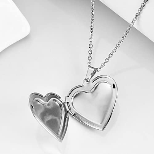 PHOCKSIN Personalized Locket Necklace for Women Photo Necklace with Customized Picture Birth Flower Birthstone Customizable Birthday Gifts - color: #14 Heart Silver Dogfriend