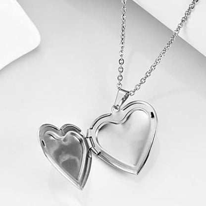 PHOCKSIN Personalized Locket Necklace for Women Photo Necklace with Customized Picture Birth Flower Birthstone Customizable Birthday Gifts - color: #14 Heart Silver Dogfriend