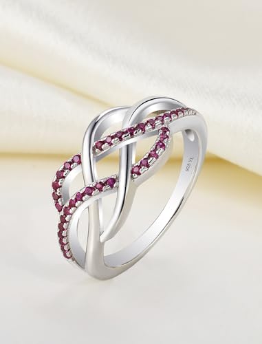YL Celtic Knot Rings 925 Sterling Silver Twisted Knot Ring Birthstone Infinity Statement Jewelry for Women-size5 - color: 07-ruby-Jul