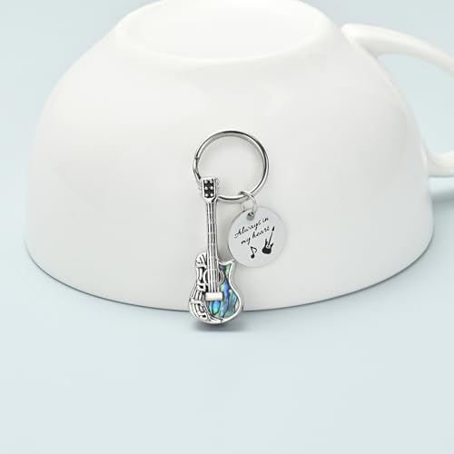 Imrsanl Guitar Urn Necklace Cremation Jewelry for Ashes | Ashes Holder Pendant, Funeral Keepsake, Memorial Gifts of Loss Loved Ones, For Women Men Guitarist - color: Keychain-silver