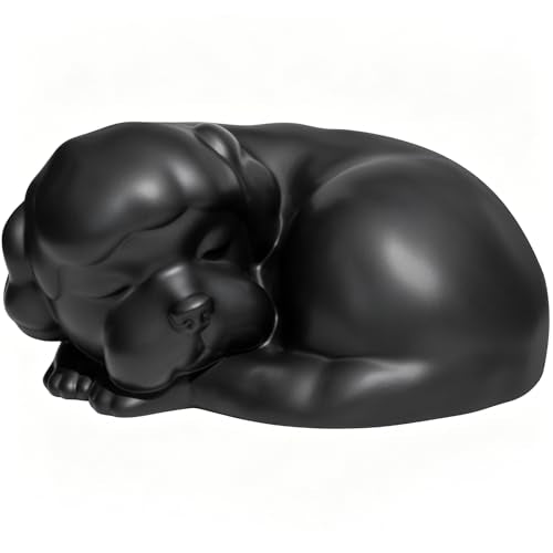 Dog Urn, Dog Urns for Ashes, Sleeping Resin Cremation Pet Urn for Dog Ashes | Pet Memorial Keepsake Funeral Urn for Dogs Ashes, Animal Urn - color: Black-d