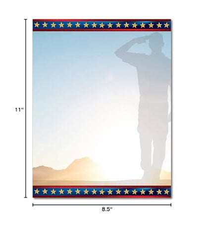 Home of the Brave Patriotic Printable Letterhead Stationery Paper - 80 Sheets 8.5" x 11" Decorative Writing Paper - American Hero Letter Paper - 24lb Bond (90gsm) for Veterans Day & Patriotic Holidays