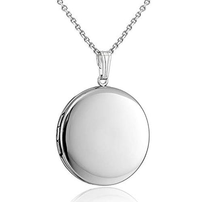YOUFENG Round Locket Necklace thar Holds Pictures Floral Pattern Circle Shape Lockets - color: Polished