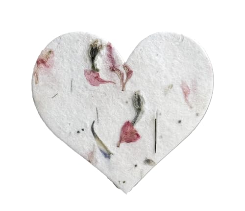 Of The Earth Handmade Paper - Wildflower Seed Paper Large Hearts - Recycled Flower Petals - Set of 24 (17s Pink Recycled) - color: 17s Pink Recycled