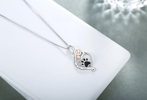 Sterling Silver Cat Necklace Jewelry Memorial Gifts for Cat Lovers | Cat Pendant Necklace ，Cute Dainty Animal Remembrance Jewelry Birthday Gifts for Cat Mom Her Women - style: Paw Print Necklace