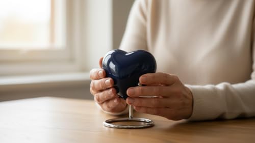 Blue Small Love Heart Pet Urn for Ashes with Box Small Dog’s and Cat’s Ash Container for Funeral Remains with Stand Mini Cremation Urn for Ashes