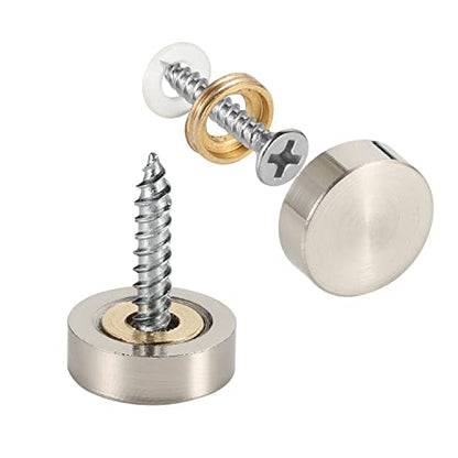20 PCS Screw Covers Caps (Solid Brass Construction) Mirror Screws Fasteners, Sign Advertising Hardware, 3/5" Diameter, Brushed Stainless Steel - color: Brushed Finish (20 PCS)