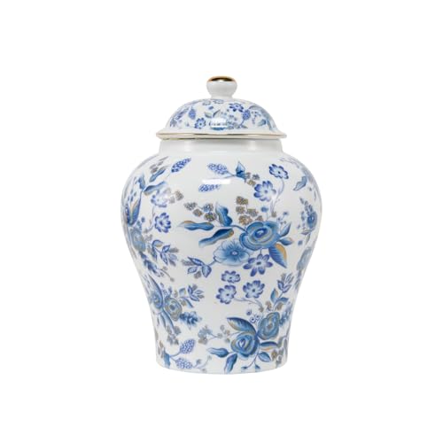NSOnline Blue Rose Small Urn Ashes Keepsake Ceramic 8in high 50Cubic inches | 50lb Decorative Memorial buried Urns, non-traditional flower Sharing Small ashes Keepsake for Human /Pet Funeral- Qnty 1