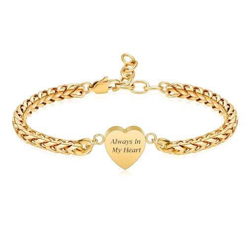 zeqingjw Heart Cremation Memorial Urn Bracelet for Ashes for Women Stainless Steel Adjustable Keepsake Bangle Cremation Memorial Ash Jewelry - color: Z-Gold