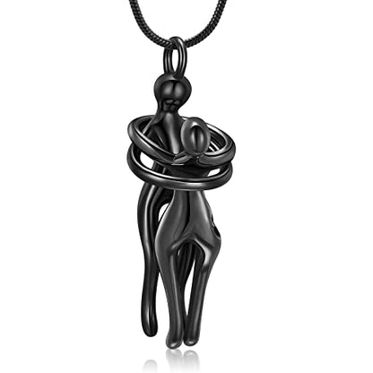 Cremation Jewelry with Angel Lady Stainless Steel Urn Necklace Pendant Memorial Ashes Keepsake for Women Girls, Filling Kit Included - color: Couple-Customize