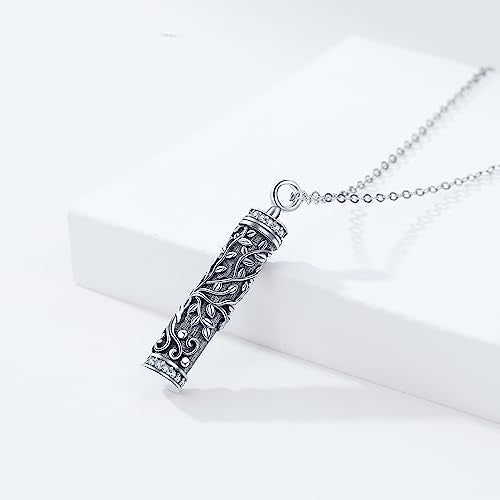Sterling Silver Tree of Life Flower Celtic Cremation Ashes Urn Pendant Necklace for Women - color: Cylin *Treelife Sty2