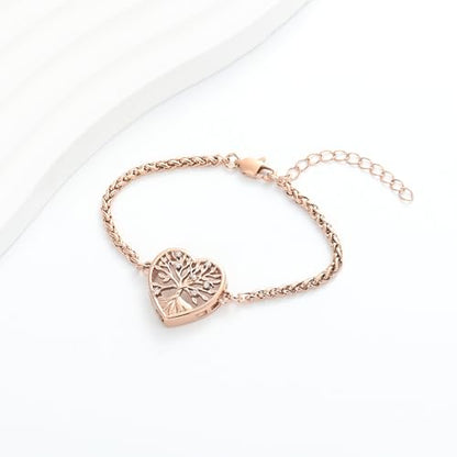 zeqingjw Heart Urn Bracelet for Ashes for Women Men Tree of Life Cremation Bangle Ashes Holder Keepsake Pendant Memorial Jewelry Gifts - color: Rose Gold