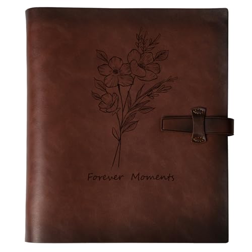 Photo Album 4x6 300 Photos, Genuine Leather Photo Albums with Writing Space with 30 Writing Paper, Travel Family Wedding Kids Graduation Ultrasound Baby Picture Album Scrapbook Photo Album（Flower） - color: Flowers