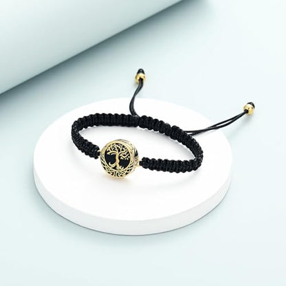 Urn Bracelet for Ashes Tree of Life Cremation Jewelry Adjustable Keepsake Bracelet Memorial Jewelry tainless Steel Ashes Pendant for Women Men - color: gold