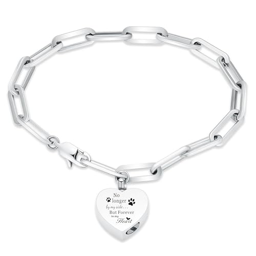 Heart Urn Bracelet for Ashes for Women Men Cremation Jewelry - color: Silver-Nolonger