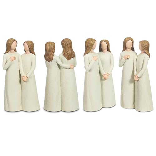 Mother and Daughter Figurines, Gifts for Mom from Adult Daughter, Sculpted Hand-Painted Statues Mother in Law Gifts for Mother’s Day Anniversary Birthday Christmas - color: Mom Daughter