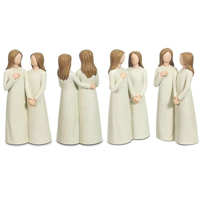 Mother and Daughter Figurines, Gifts for Mom from Adult Daughter, Sculpted Hand-Painted Statues Mother in Law Gifts for Mother’s Day Anniversary Birthday Christmas - color: Mom Daughter