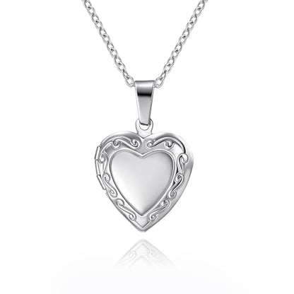 Rnivida Flowers Heart Locket Necklace for Women, Hold Photo Pictures Locket, 18 Inches - color: Classic - small