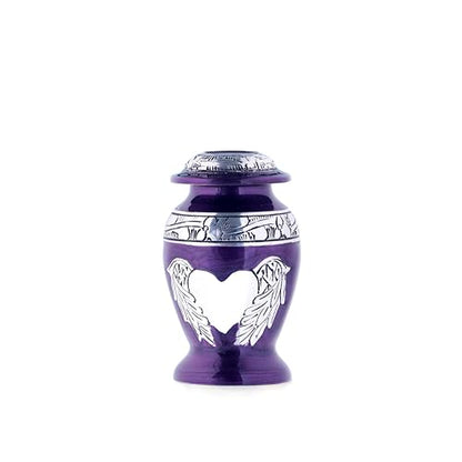 Angel Wings & Heart Cremation Urn (Red Shimmer, Large)' (Purple Glossy, Single - Miniatue) - color: Purple Glossy