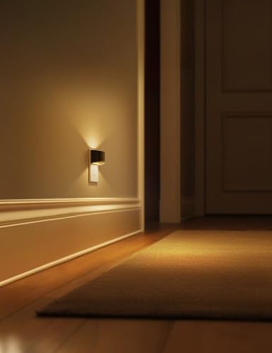 L LOHAS LED Night Lights Plug into Wall 2 Pack, Dusk to Dawn Nightlight | Plug in Night Light with Brightness Adjustable, 3000K Soft White - color: Black