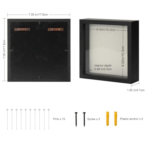 TJ.MOREE Small Shadow Box Frame 6 x 6 Display Case Wooden Picture Frame - color: Black, size: 6x6
