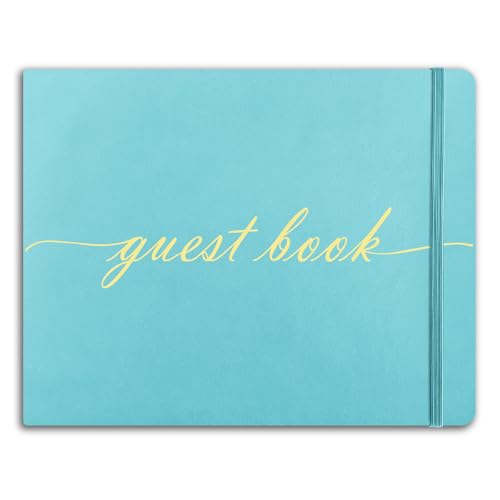 Elegant Wedding Guest Book - Perfect for Wedding Receptions, Baby Showers, Birthdays and Special Events - 7" x 9" Sign in Book - 120 Lined Pages - Leather Hardcover - Teal - color: Teal