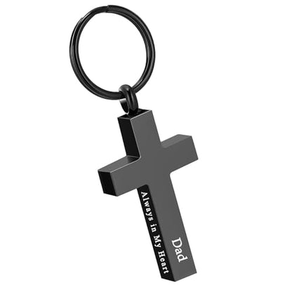 Cross Urn Keychain for Ashes - Cremation Pendant for Men Women - Memorial Jewelry Holder for Human Ashes