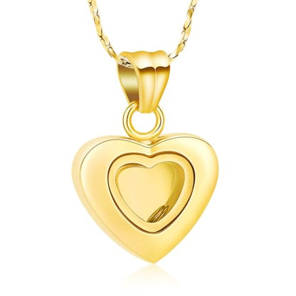 Imrsanl Small Heart Urn Necklace for Ashes Cremation Jewelry for Women Stainless Steel Pendant Memorial Ash Holder Loved Ones Keepsake - color: Gold Glass