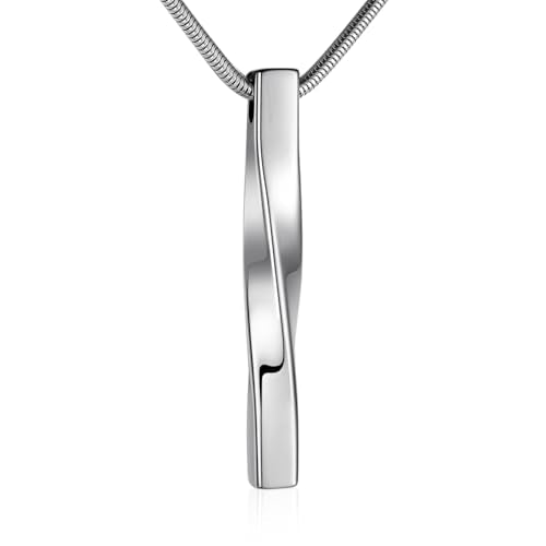 SOITIS Urn Necklaces for Ashes Cremation Jewelry Twist Necklace for Ashes Stainless Steel Urn Pendant for Women Men Jewelry for Ash Memorial Keepsake - color: Silver