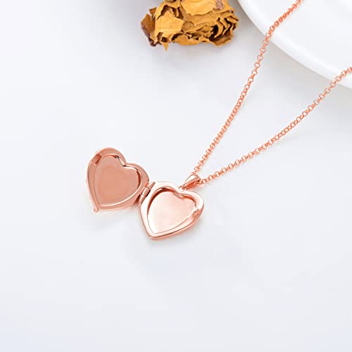 SOULMEET Sunflower/Rose/Daisy Heart Locket Necklace That Holds Pictures Keep Someone Near to You Sterling Silver/Gold Personalized Photo Locket Gift - style: A3-Rose gold plated rose locket only