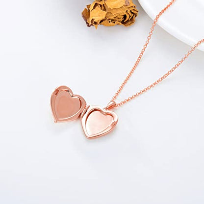 SOULMEET Sunflower/Rose/Daisy Heart Locket Necklace That Holds Pictures Keep Someone Near to You Sterling Silver/Gold Personalized Photo Locket Gift - style: A3-Rose gold plated rose locket only