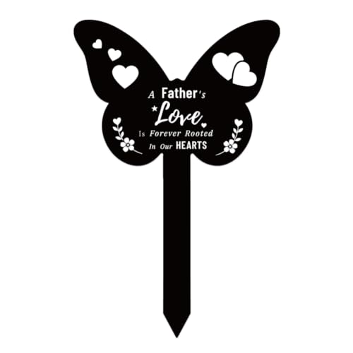 Acrylic Father Memorial Garden Stake, Butterfly Shaped Remembrance Plaque Stake for Cemetery Decorations, Grave Marker Waterproof Sympathy Garden Stake for Yard Grave