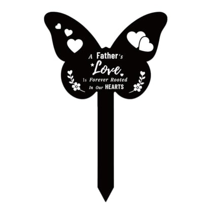 Acrylic Father Memorial Garden Stake, Butterfly Shaped Remembrance Plaque Stake for Cemetery Decorations, Grave Marker Waterproof Sympathy Garden Stake for Yard Grave