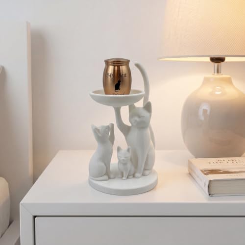 White Cat urn，Cat Memorial,Pet Urn for Cat Ashes