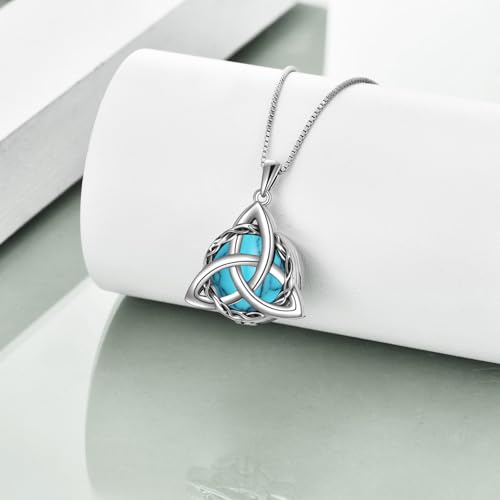 WINNICACA Celtic Knot Necklace 925 Sterling Silver Celtic Pendant Irish Urn Necklace Jewelry Birthday Anniversary Valentine's Day Gifts for Her Women Wife Girlfriend Daughter - style: 2-Celtic Knot Urn Necklace(Turquoise)