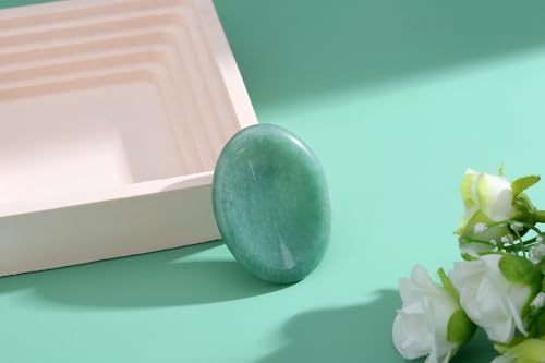 Thumb Worry Stone Green Aventurine Crystal Trinkets Crystals and Healing Stones Oval Natural Fidget Meditation Accessories Gemstones Reiki Pocket Palm Tiny Anxiety Relief Items for Women Men - color: Green-aventurine